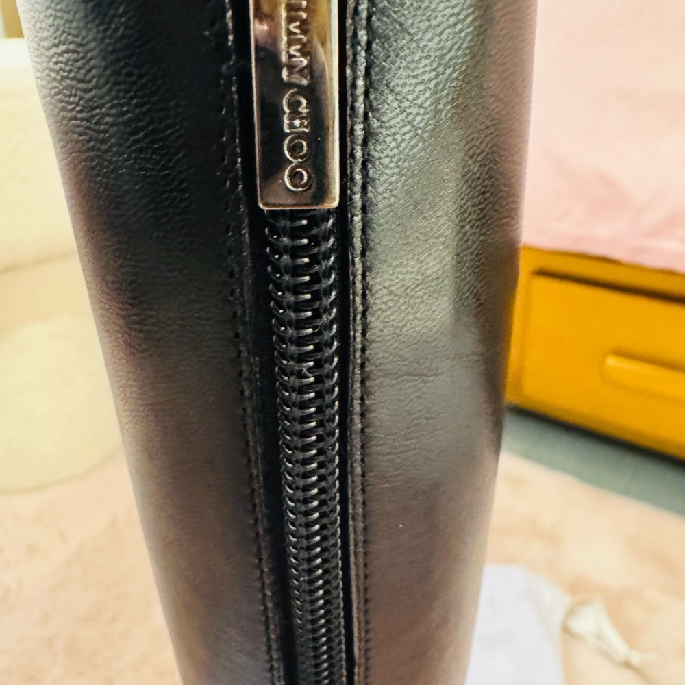 Jimmy Choo Black Pointed-Toe Knee-High Stiletto Boots - Picture 4 of 7